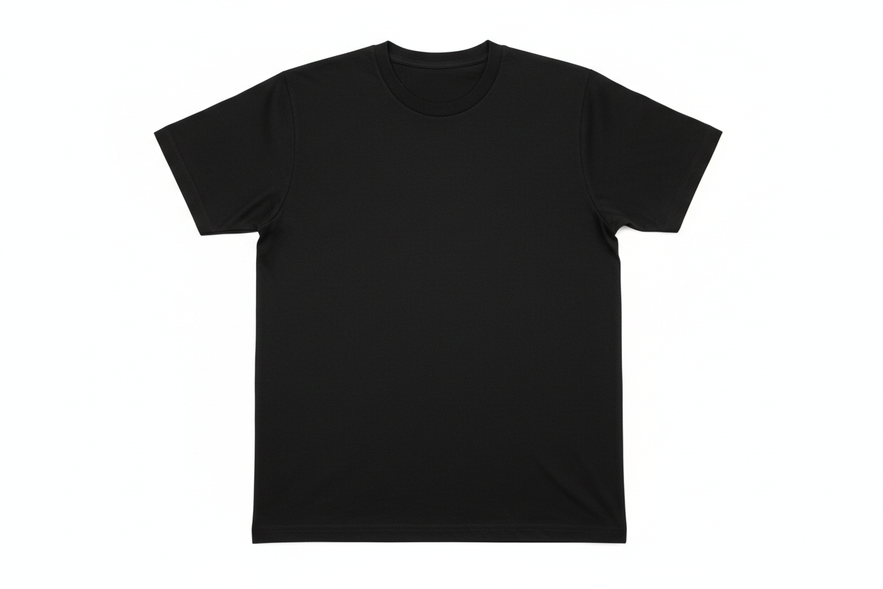 Plain black t-shirt on white background