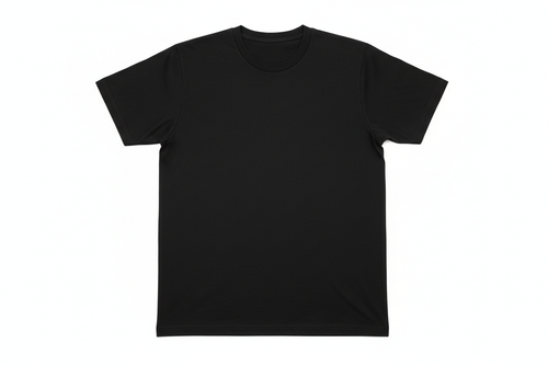 Plain black t-shirt on white background